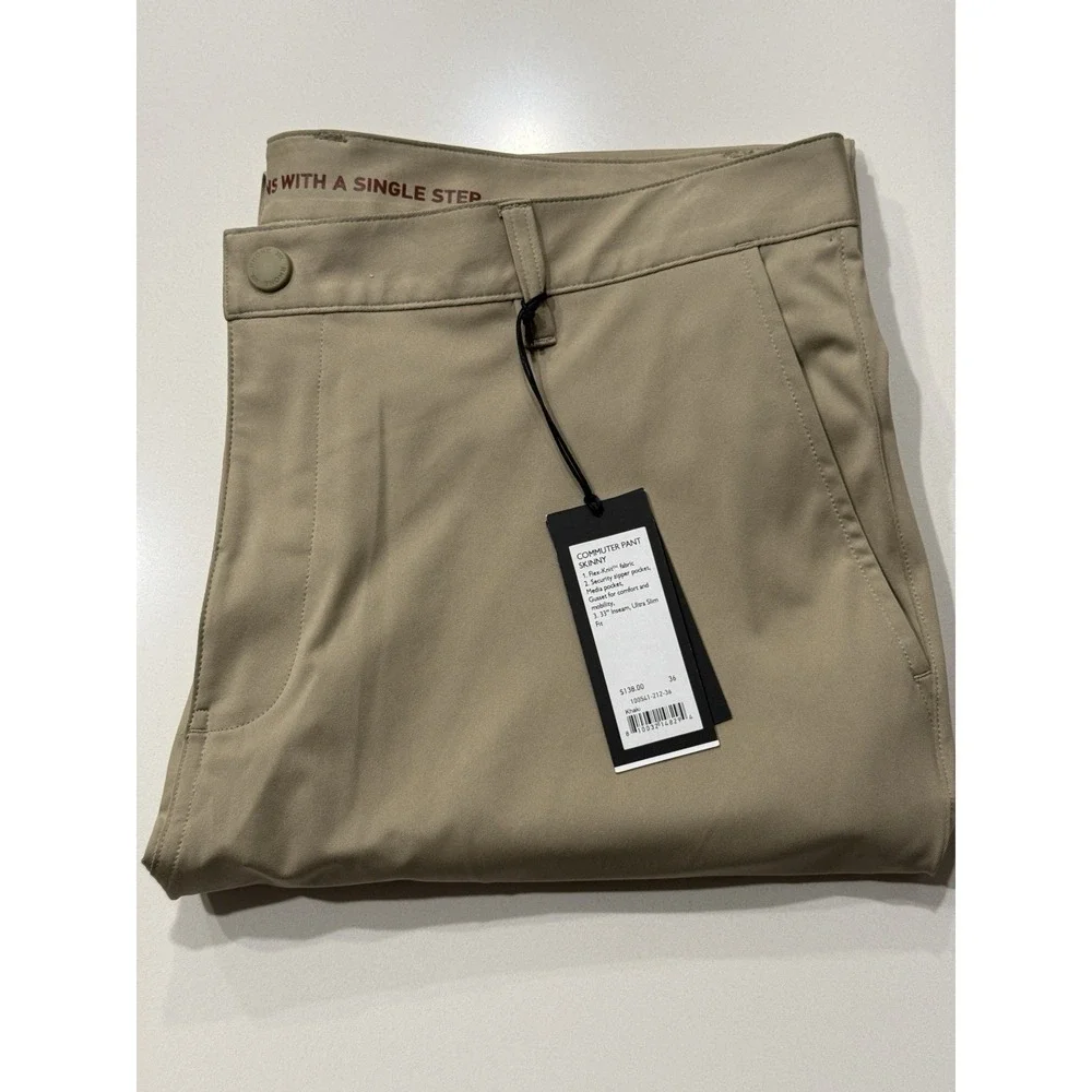 Rhone Commuter Pant Skinny Khaki 100541-212-36 Mens 36 NWT